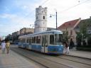 Tram and the small church, Debrecen