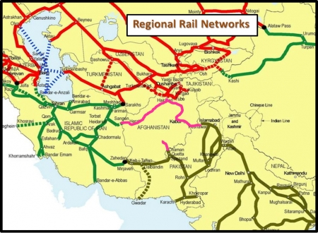 Map of railways in Afghanistan and surrounding countries